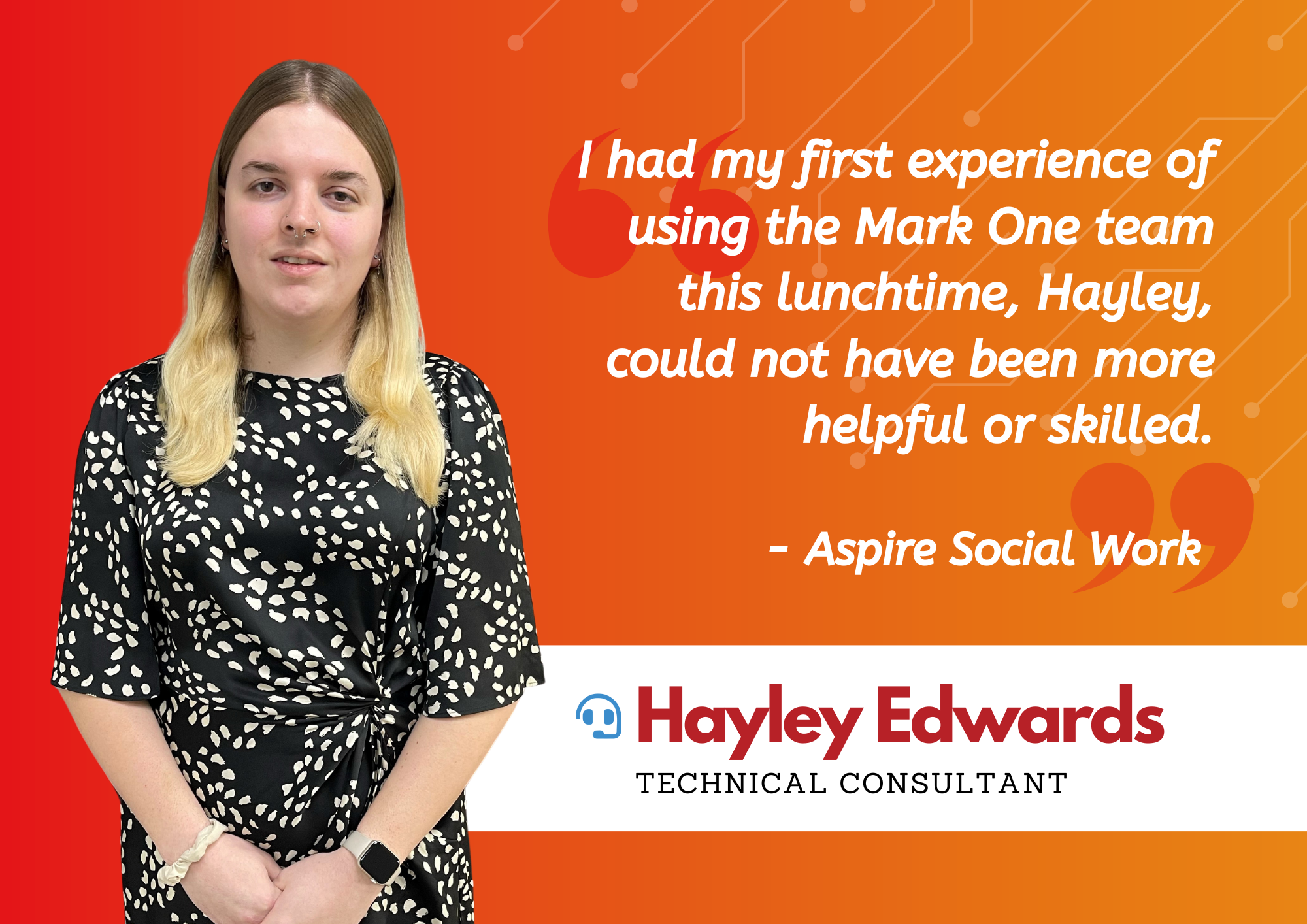 Fantastic client feedback for Hayley